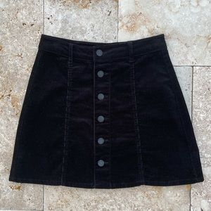 Black Label Black Corduroy Skirt w/ Buttons